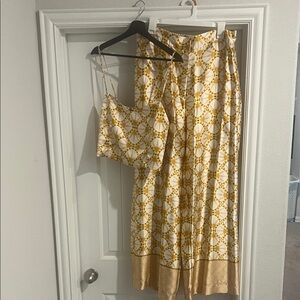 House of Harlow 1960 Yellow and White Wide Leg Jumpsuit
